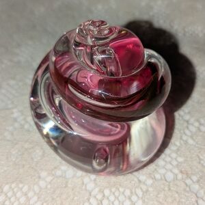 Rollin Karg Swirled Pink Shell Glass Paperweight.